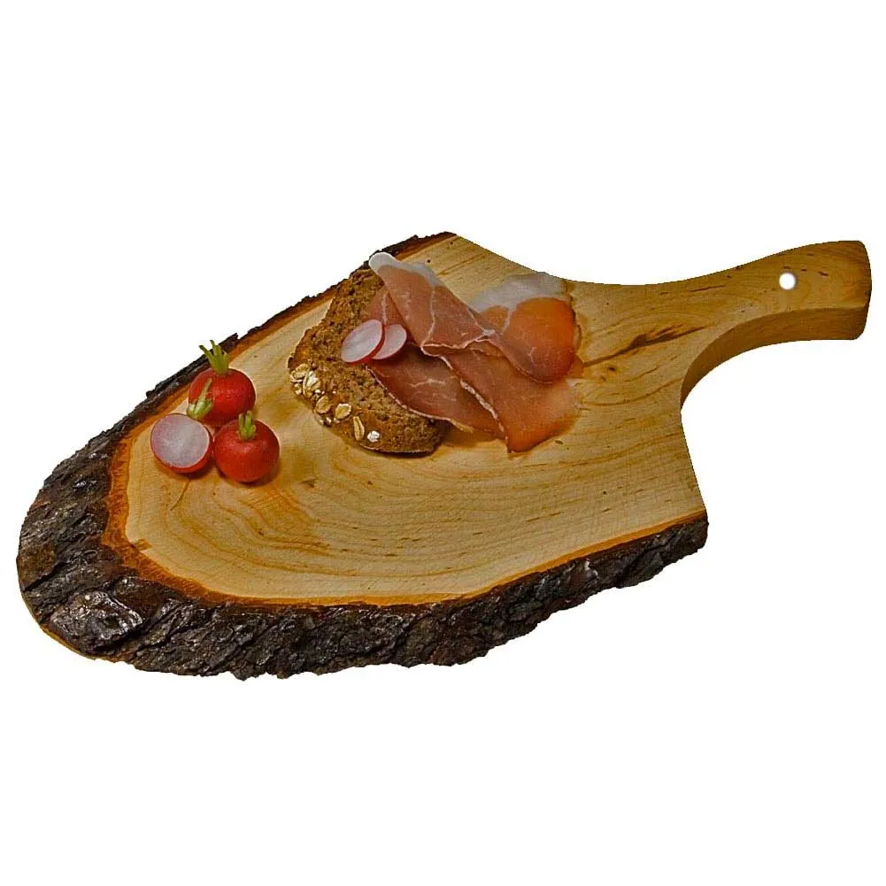 Tagliere Ovale In Legno Corteccia Con Manico 35x14cm Salumi Formaggi Affettati