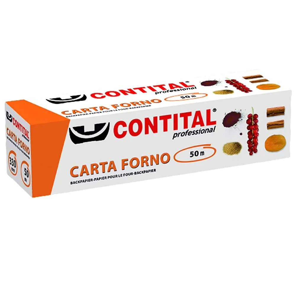 Rotolo Carta Forno Professionale Per Cibo e Alimenti 50 mt x 33 cm con Astuccio