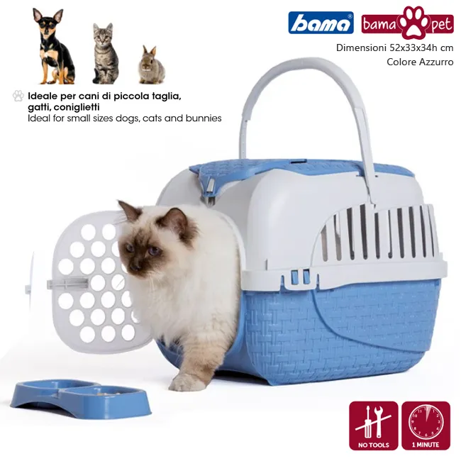 Cuccia Trasportino Tour Azzurro Per Cani Gatti Roditori Piccola Taglia Bama Pet