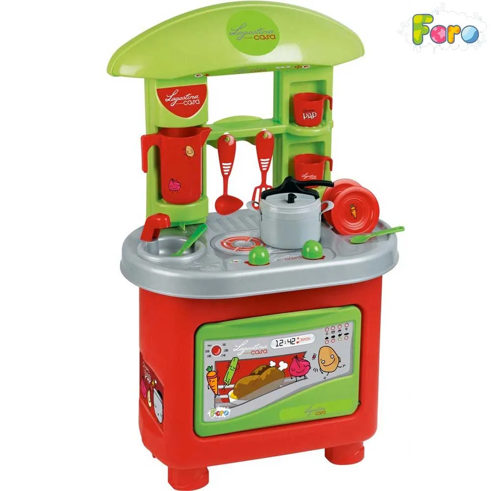 Cucina Per Bambini Altezza 75 Cm Con Accessori + Pentola a Pressione Lagostina