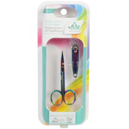 Set 2 pz Forbici e Tagliaunghie in Acciaio Manicure Cura delle Mani Forbicine