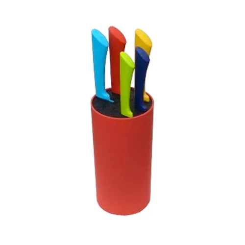 Set 5 pezzi Coltelli In Acciaio e Con Ceppo in Plastica Multicolore Lifetime