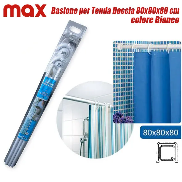 Bastone per tenda tende doccia docce 80x80x80 cm colore bianco