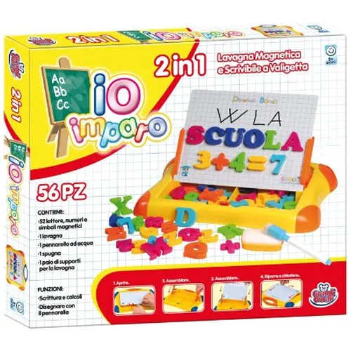 Lavagna Magnetica Playset In Valigetta Lavagnetta Magica 52 Pezzi 2 In 1 Imparo