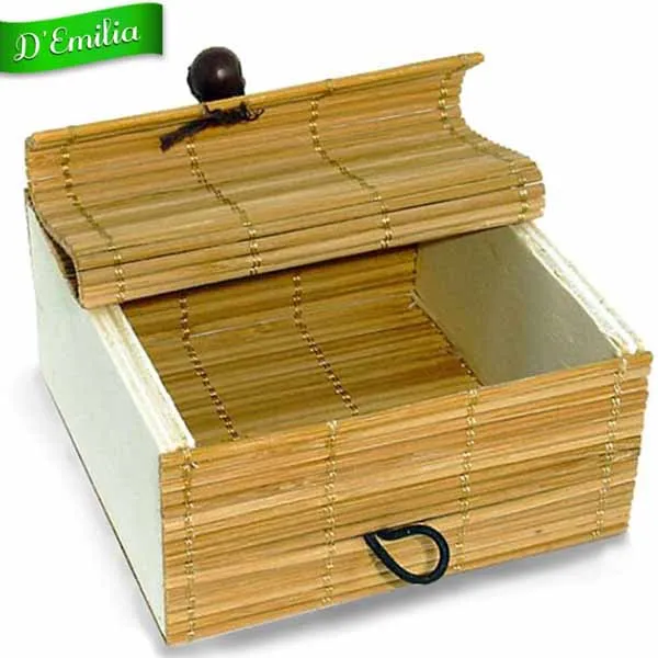 Scatola In Legno Bambu Portagioie Oggetti 9x9x5 cm Portaoggetti Colori Assortiti