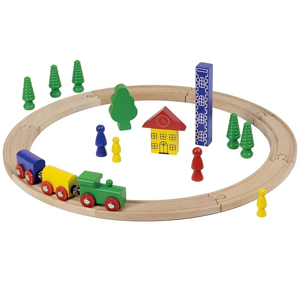 Trenino in Legno Set con Rotaie e Accessori 23 Pezzi per Bambini Grandi Giochi