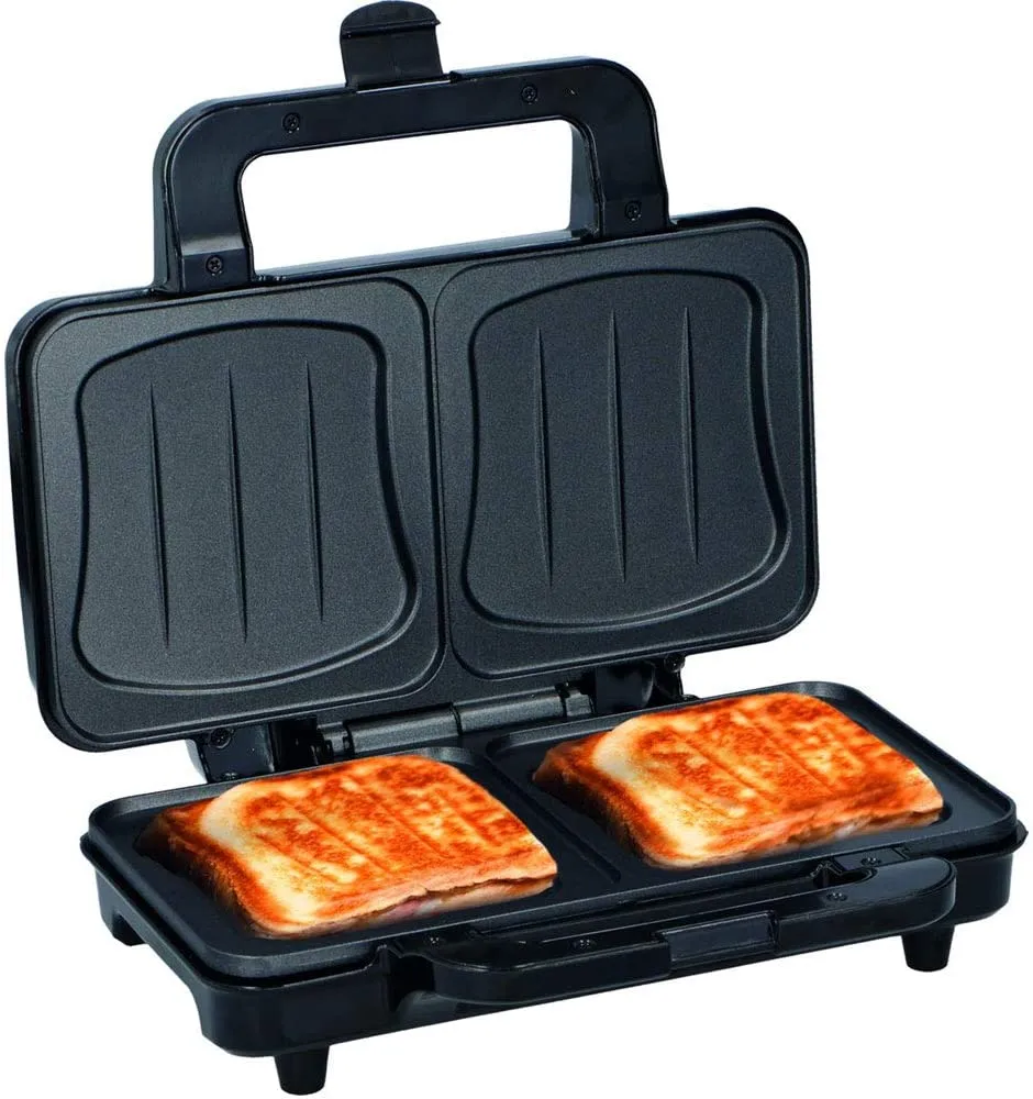 Piastra Elettrica Sandwich Toast 900W Acciaio Bistecchiera Grill Antiaderente