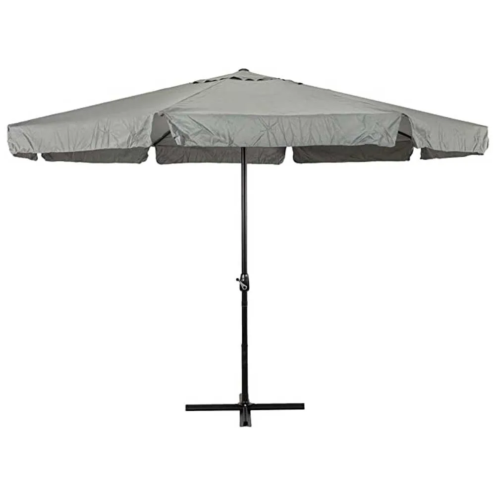 Ombrellone da Giardino Pieghevole Palo Acciaio 8 Stecche Gazebo Grigio 4 mt