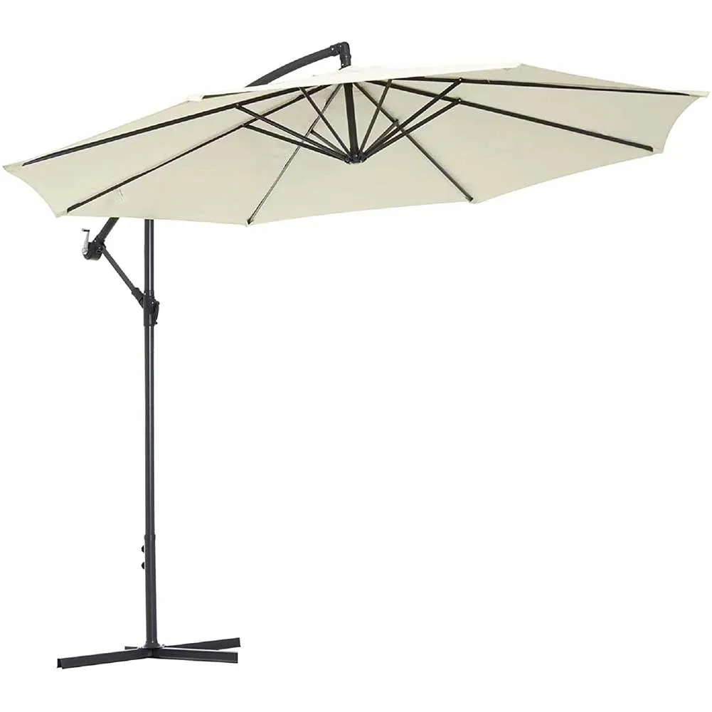 Ombrellone Giardino Decentrato 3x3 Crema Beige Pendente Palo Alluminio Gazebo