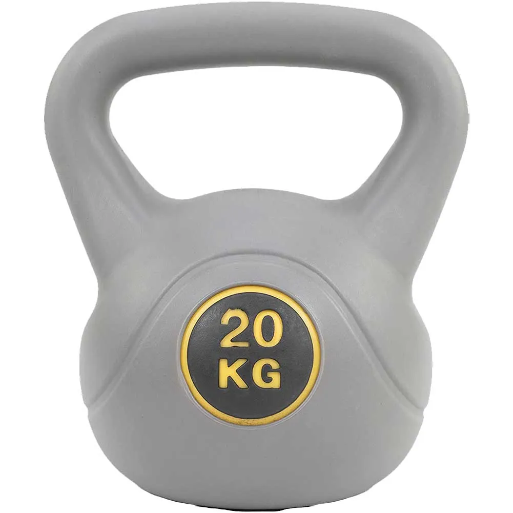 Kettlebel Peso 20kg Esercizi Fitness Allenamento Palestra Sport in PVC Grigio