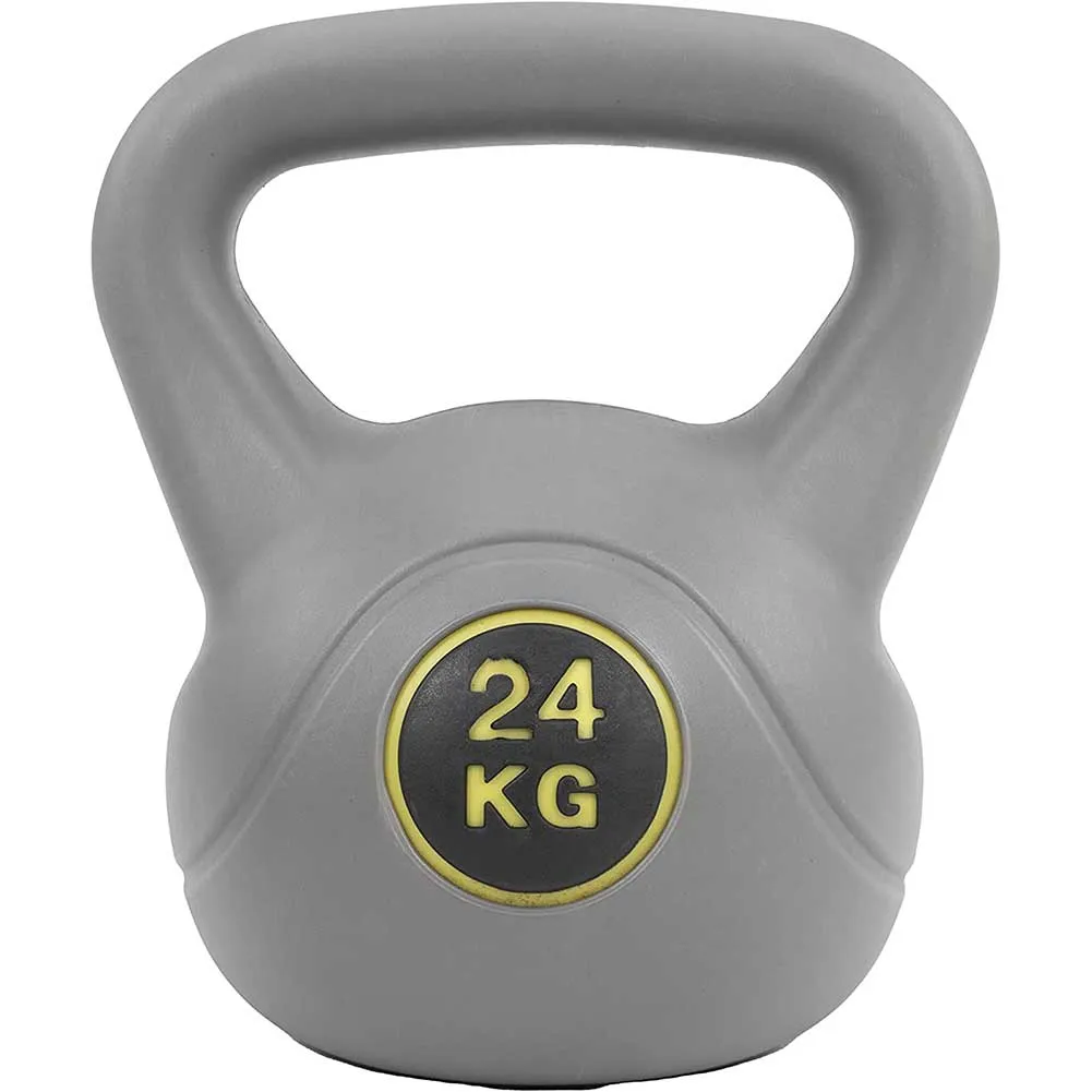 Kettlebel Peso 24kg Esercizi Fitness Allenamento Palestra Sport in PVC Grigio