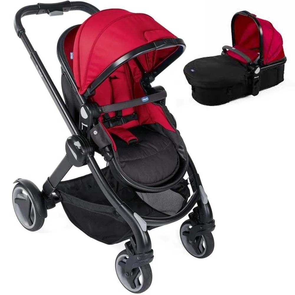 Passeggino Fully Chicco Trasformabile Carrozzina Navicella Trasportabile Rosso