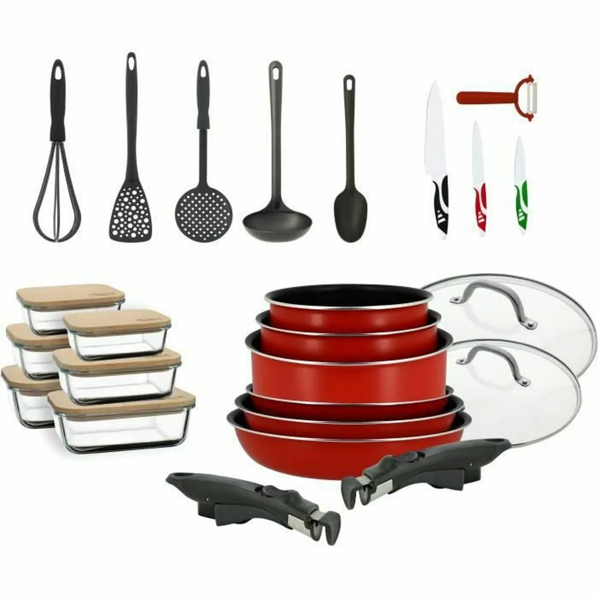 Batteria da Cucina Menastyl Rosso (25 Pezzi)