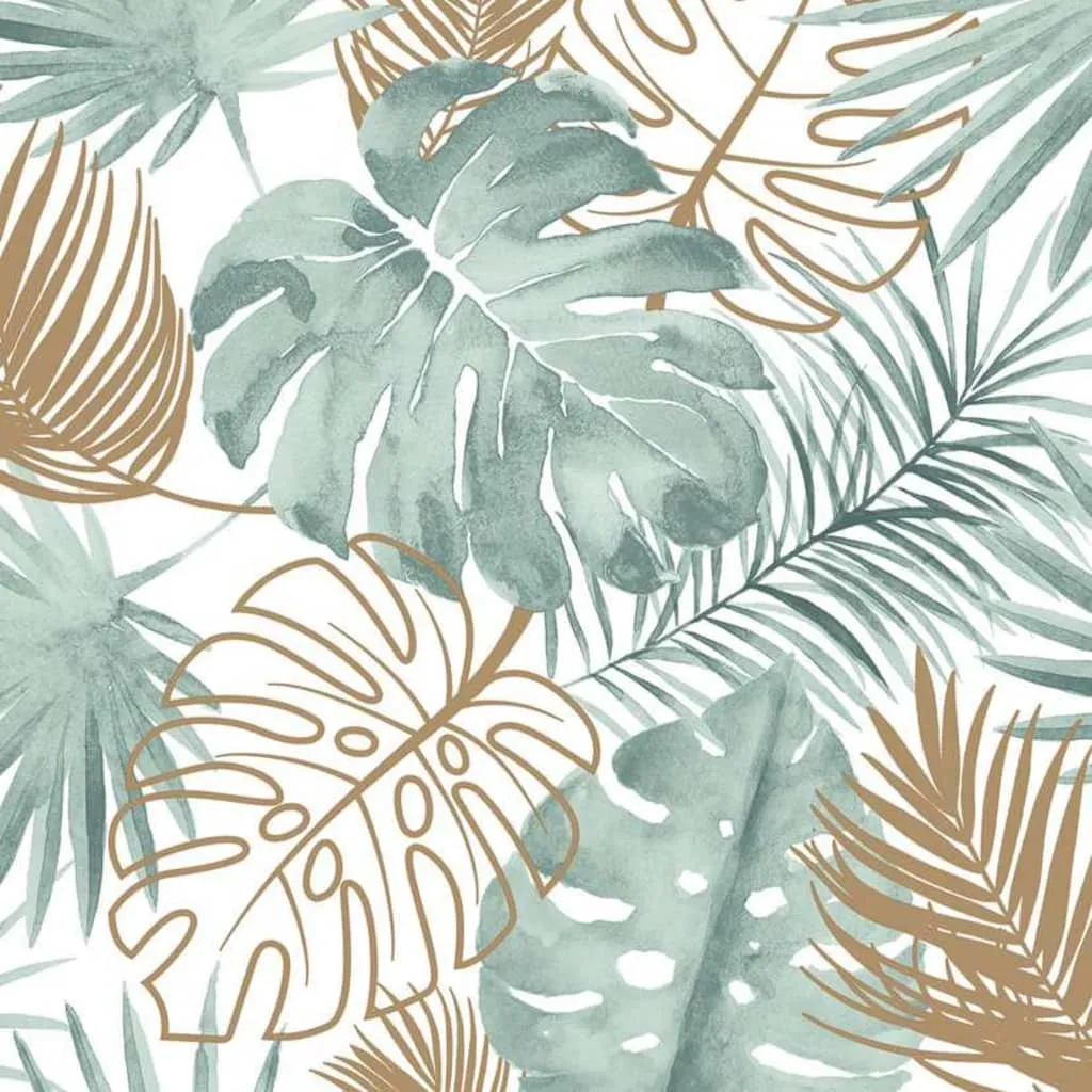 DUTCH WALLCOVERINGS Carta da Parati Motivo Foglie di Monstera Verde