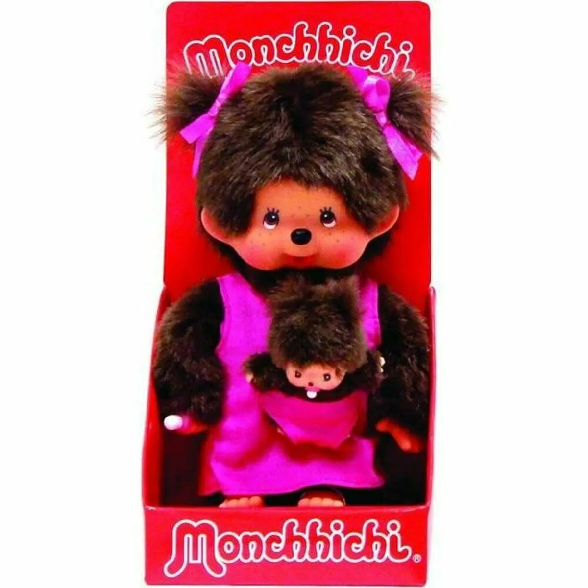 Peluche Bandai Monchichi Mom and Baby Rosa Marrone 20 cm (1 Pezzi)