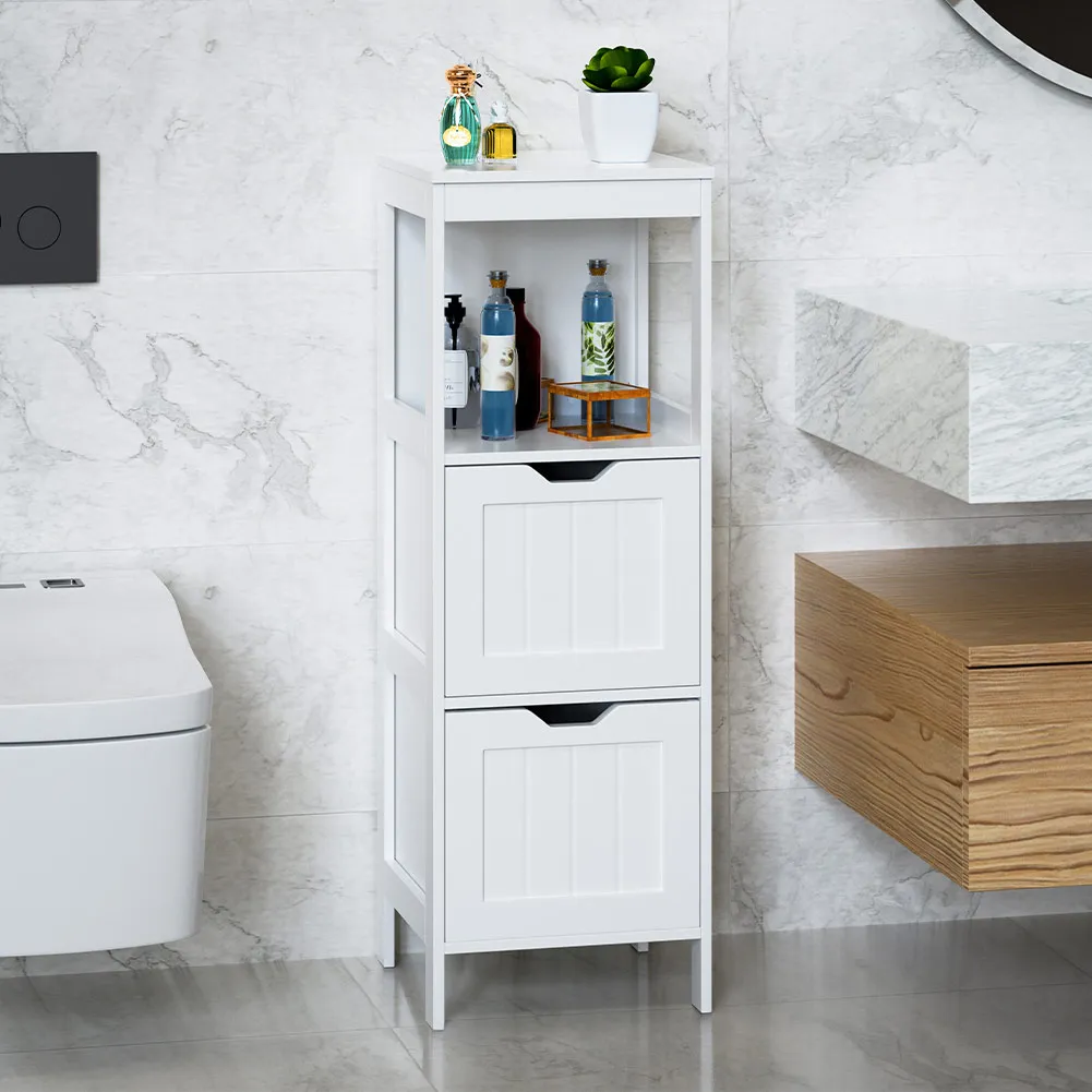 Mobile Mobiletto Bagno Arredo Armadio Armadietto Legno Mdf Bianco 30x89x30cm