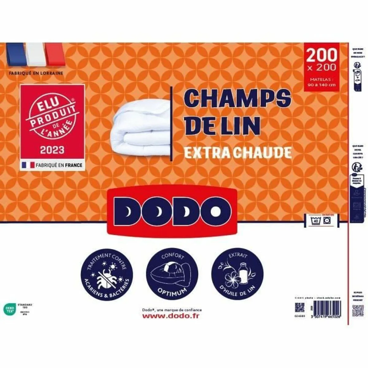 Piumino Letto DODO Champs de Lin Bianco 450 g/m² 200 x 200 cm