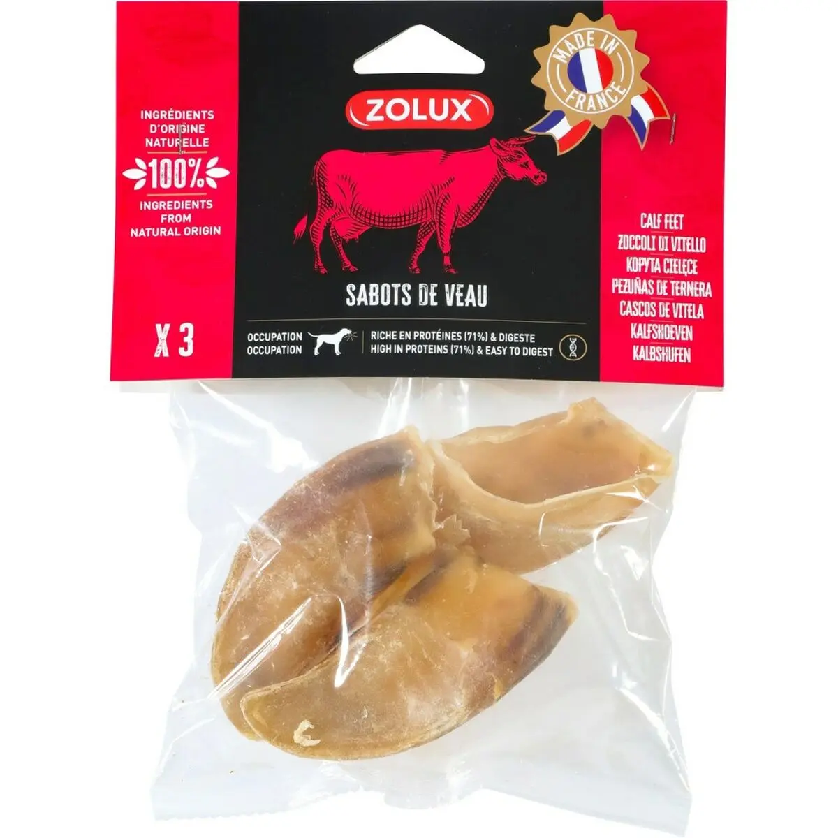 Giocattolo da mordere per cani Zolux Calf hooves Carne di manzo e vitello 90 g