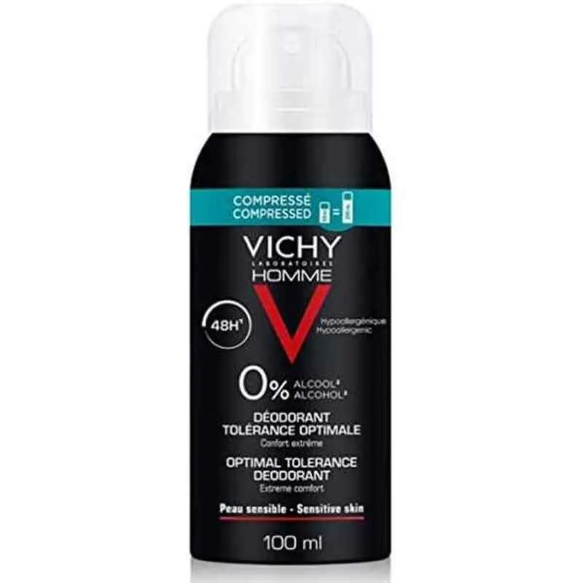 Deodorante Spray Vichy Tolérance Optimale Uomo Senza Alcol 48 h Unisex adulti (100 ml)