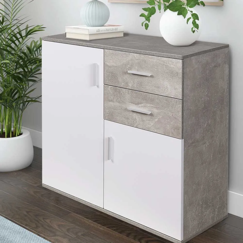 Mobile Madia con Cassetti Ante 2 Ripiani Mobiletto Credenza Cucina Bagno Moderna