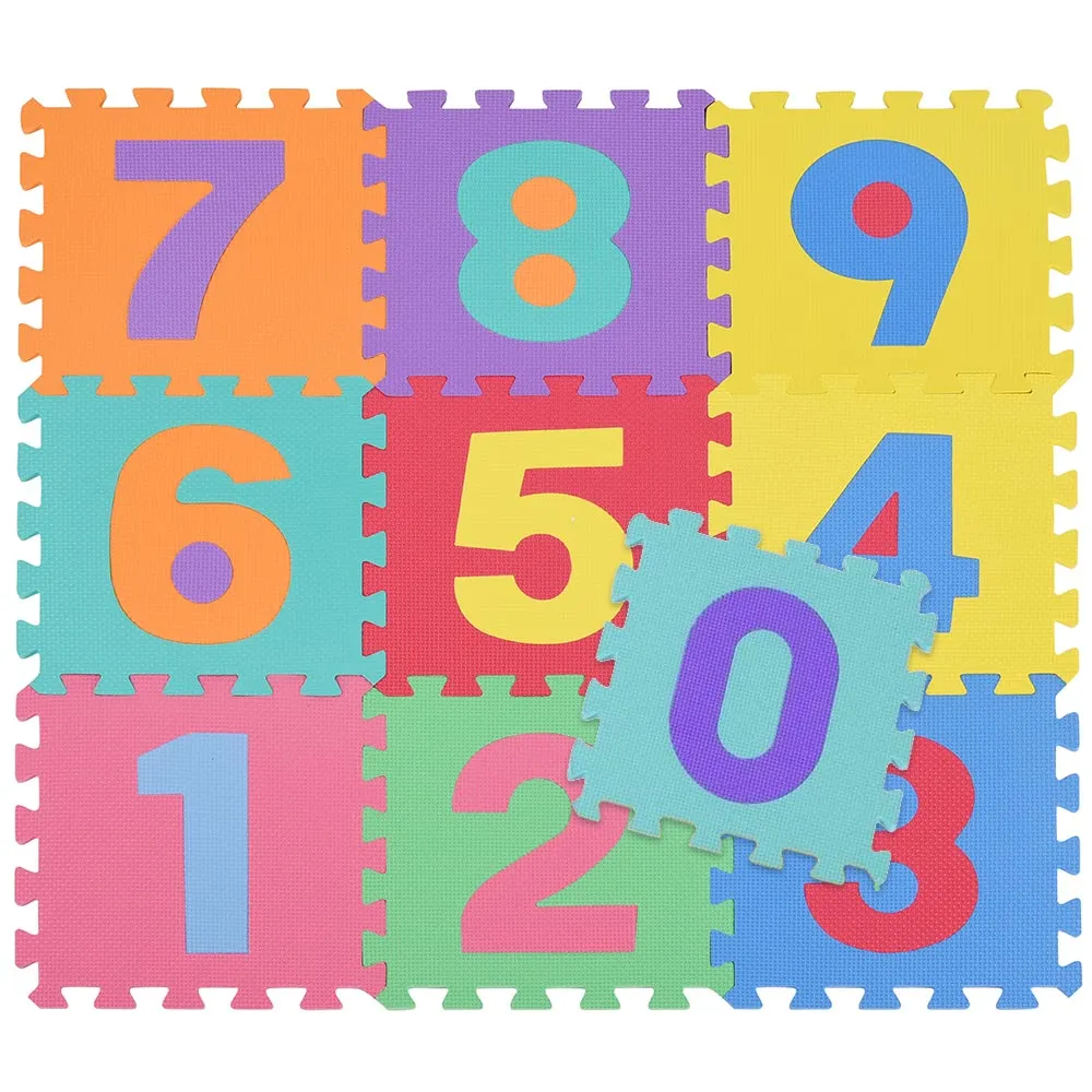 Tappetino Tappeto Puzzle Maxi Numeri Colorati Gioco Bambino 10pz 30x30 Gomma EVA