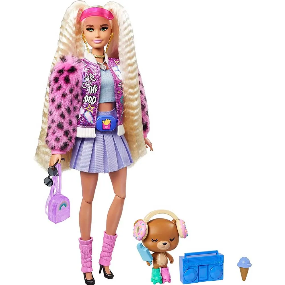 Barbie Extra Bambola Con Capelli Lunghissimi Cucciolo e Accessori Giocattolo