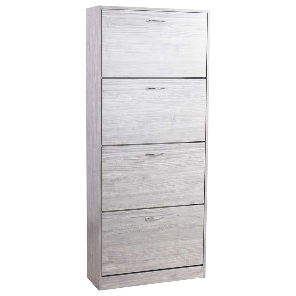 Scarpiera 4 Ante Ripiani Porta Scarpe Doppia Profondita Legno 63x24x150 Grigio