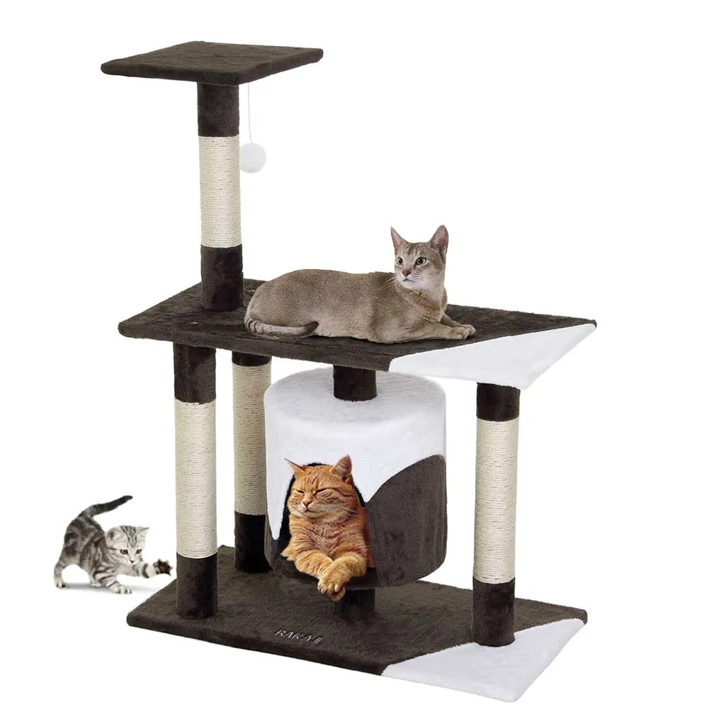 Albero Tiragraffi per Gatti Parco Giochi Cuccia Graffiatoio gatto 94cm Marrone