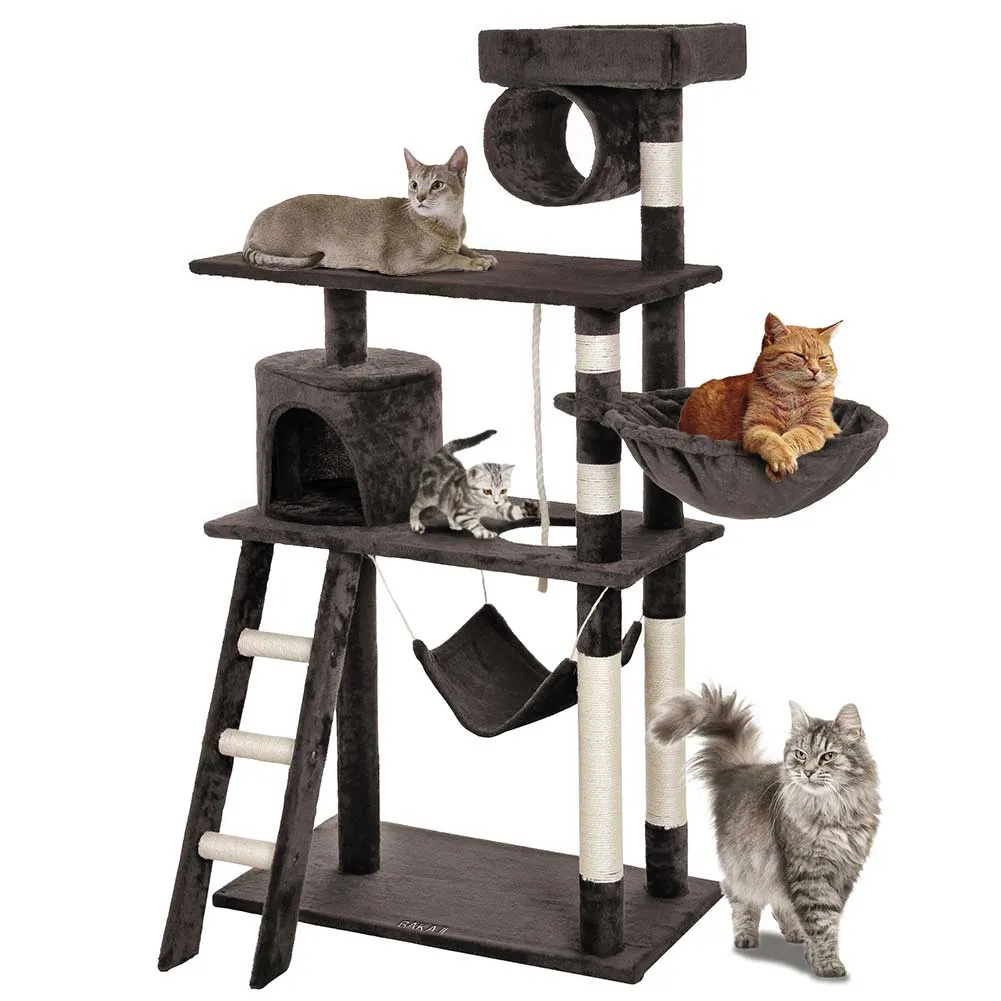 Albero Tiragraffi per Gatti Parco Giochi Cuccia Graffiatoio gatto 142cm Brown