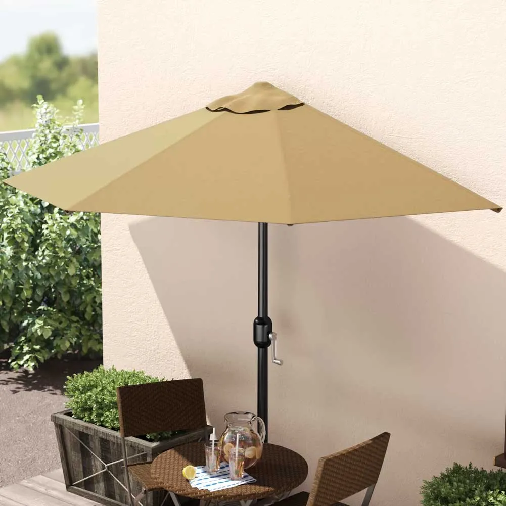 Ombrellone Muro Parete Mezzaluna Rotondo Esterno Giardino Balcone 270cm Beige