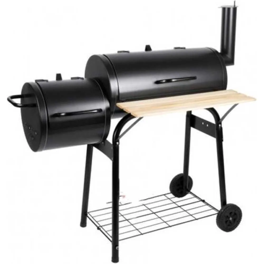 Barbecue Carbone + Affumicatore BBQ Giardino Griglia Carbonella Canna Fumaria