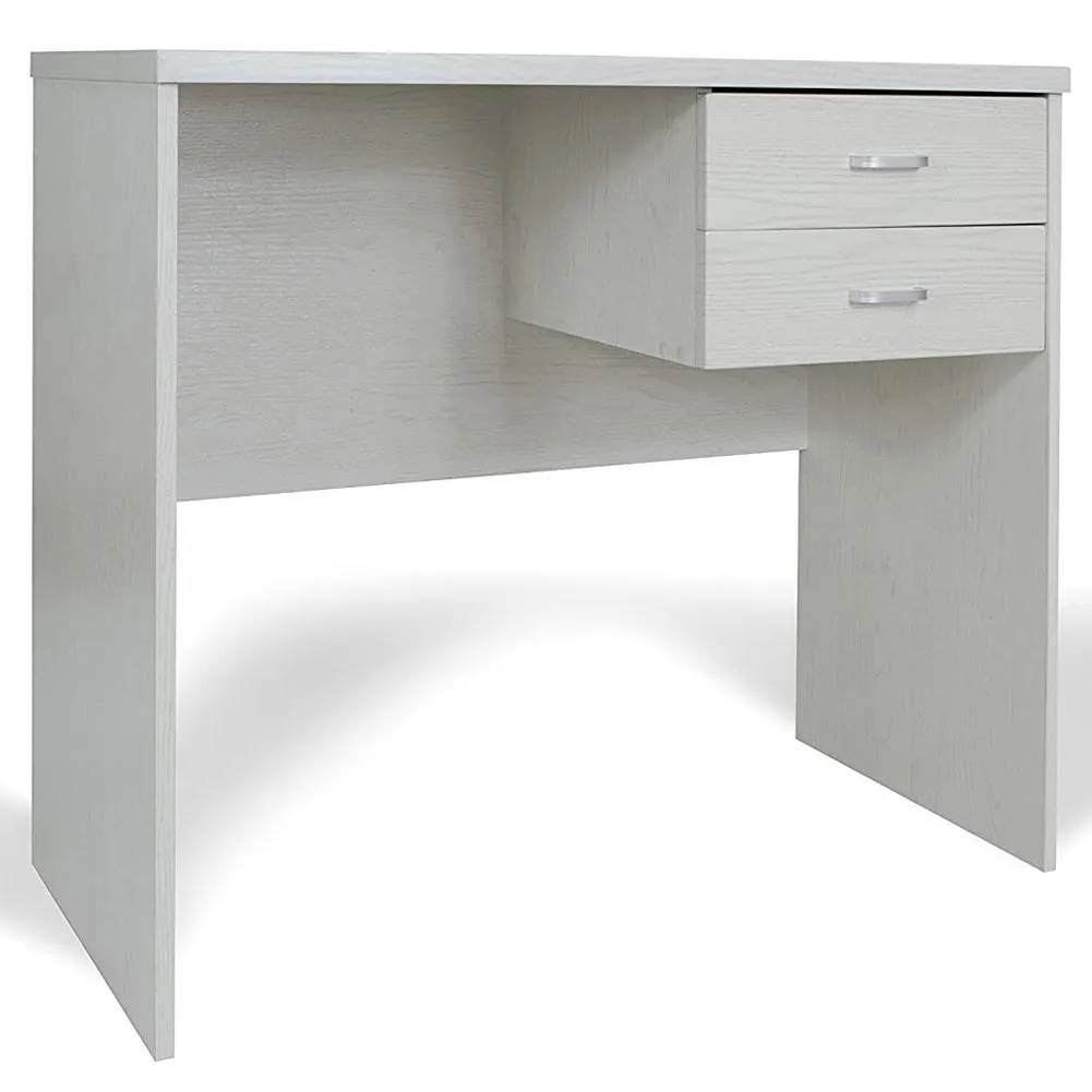 Scrivania con Cassettiera 2 Cassetti Tavolo Porta Pc Computer Legno MDF Bianco