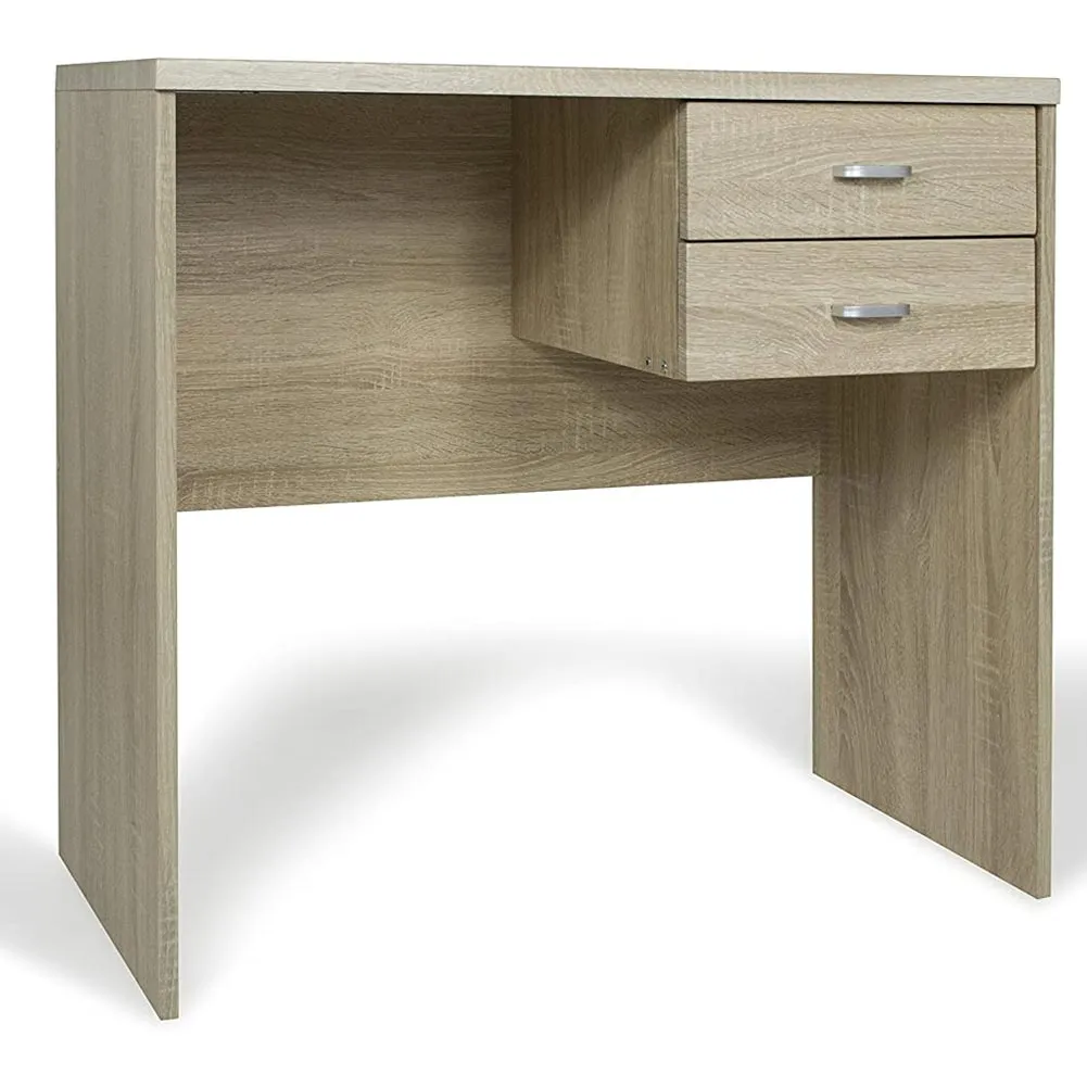 Scrivania con Cassettiera 2 Cassetti Tavolo Porta Pc Computer Legno MDF Rovere