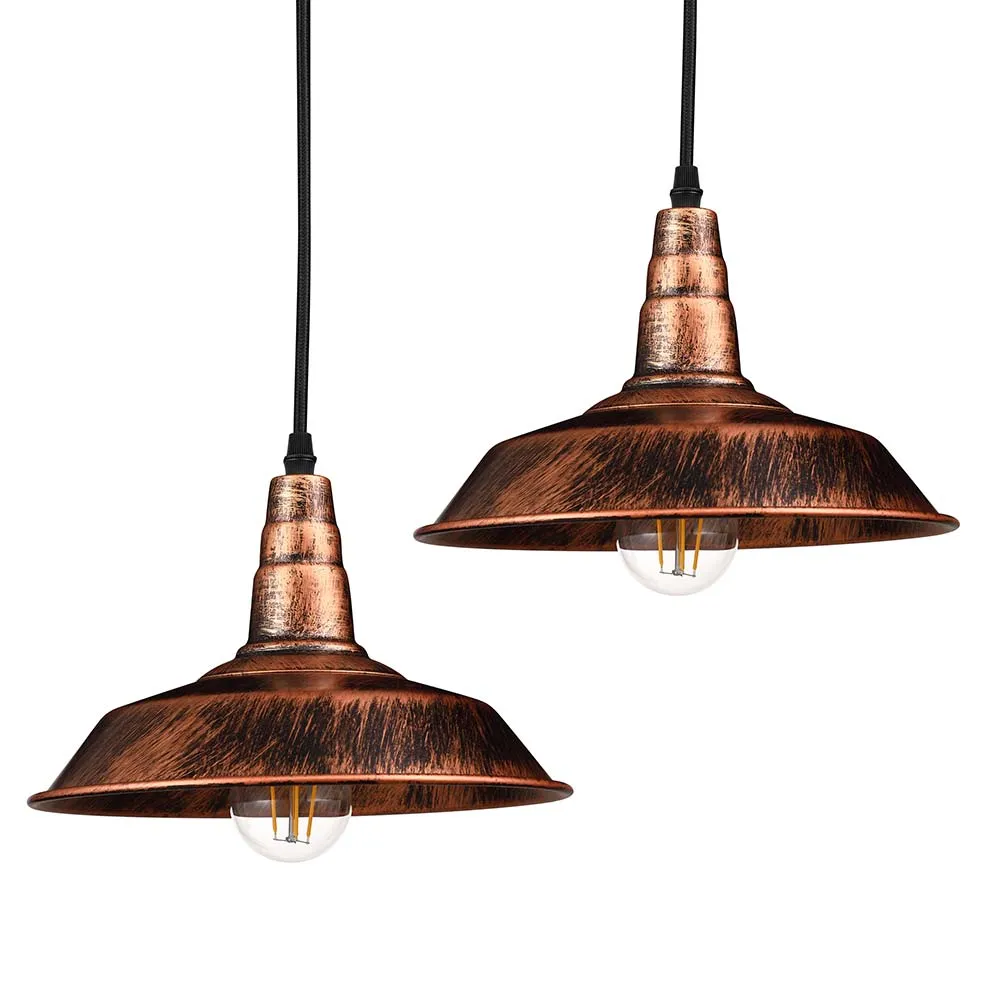 Coppia Lampadari Sospensione Moderno Design Industriale Lampada Metallo Bronzo