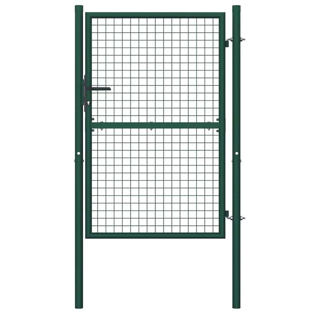 Cancello Cancelletto Recinzione Giardino Acciaio 106x171cm Chiusura Chiave Verde