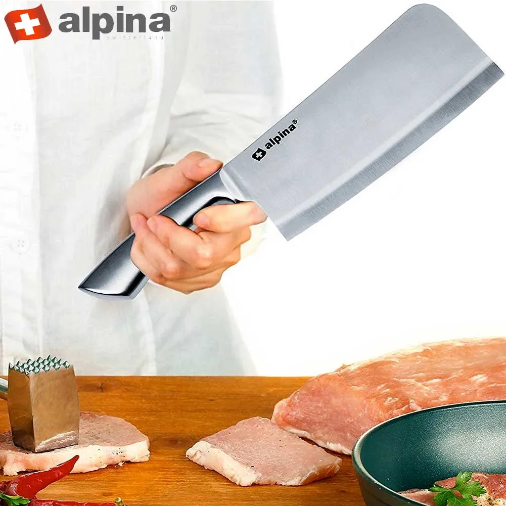 Mannaia Macellaio 31 cm Coltello per carne da cucina Acciaio Inox Alpina Silver