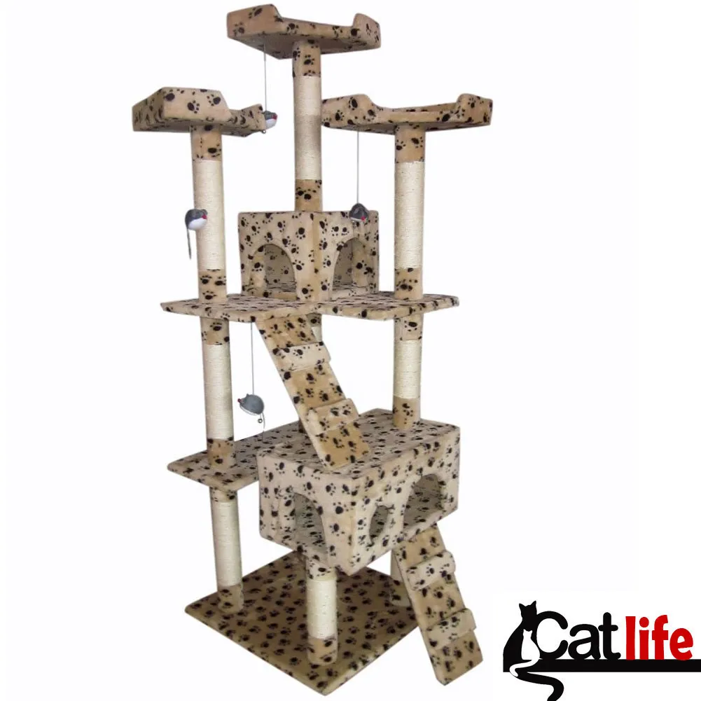 Tiragraffi per Gatti Albero Sisal Parco Giochi Gatto Tira Graffi 170cm Beige