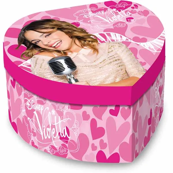 Scatola Portagioie Cuore Con Carillon Disney Violetta Portaoggetti Gioielli Rosa