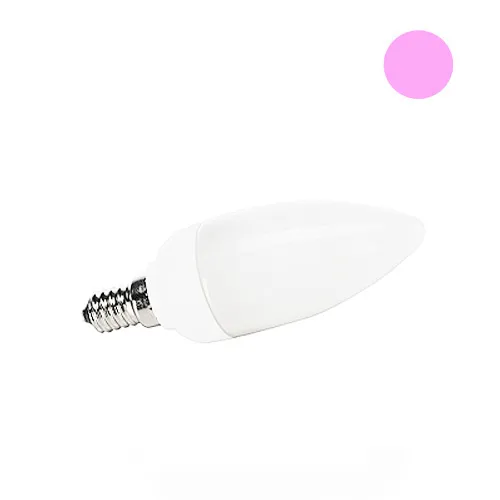 Lampadina forma Candela colore Rosa 9W a Risparmio Energetico Attacco E14