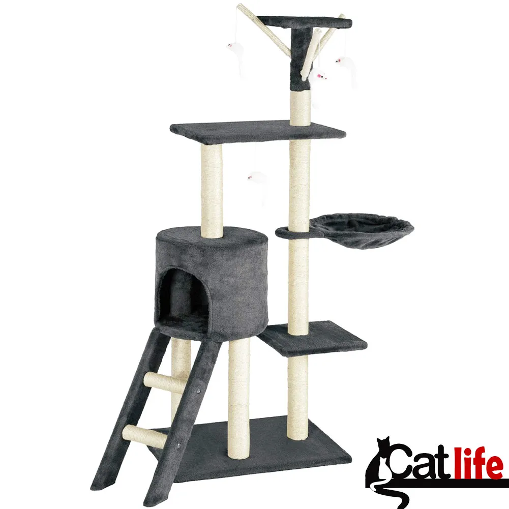 Tiragraffi per Gatti Albero Sisal Parco Giochi Gioco x Gatto Tira Graffi Grigio