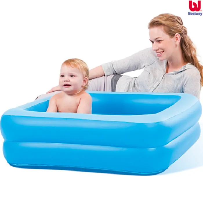 Piscina Bagnetto Gonfiabile Bambini Neonati Infanzia Baby Blu Fucsia 86x86x25cm