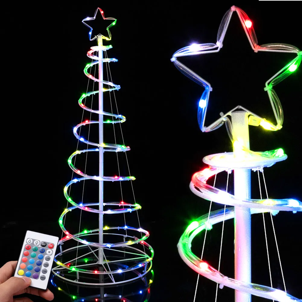 Albero di Natale Luminoso 73 Luci a Led Spirale per Interno ed Esterno 120 CM