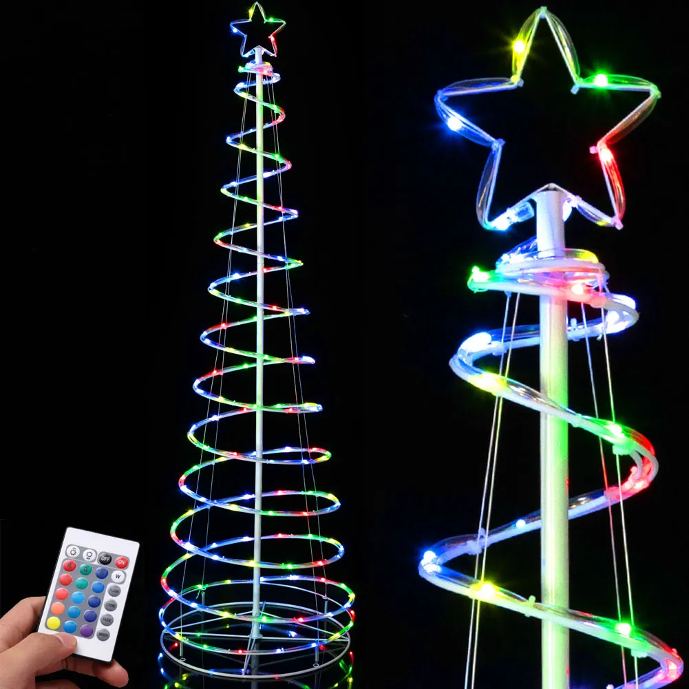 Albero di Natale Luminoso 135 Luci a Led Spirale per Interno ed Esterno 180 CM