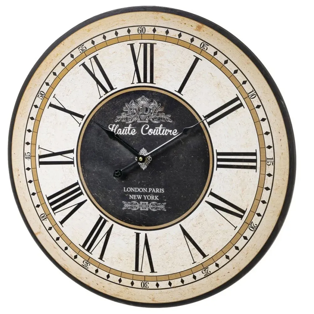 Orologio da Parete in Legno MDF Design Moderno Diametro 60cm Bianco Nero