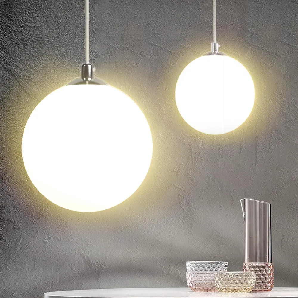 Lampadario Lampada Sospensione Sfera 40cm Design Moderno Paralume Vetro E27