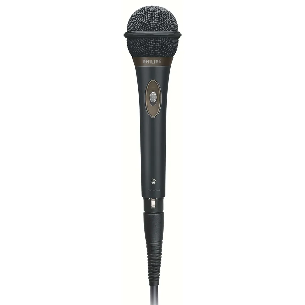 Microfono Dinamico Professionale Philips con Cavo 5MT per Canto Karaoke Nero