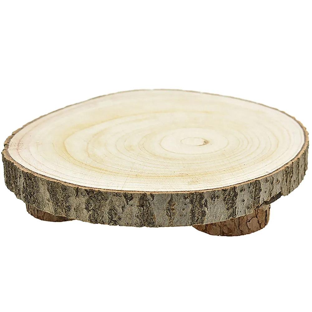 Centrotavola di Legno Base Tronco Decorazione Natalizia 4 Piedi Diametro 25cm