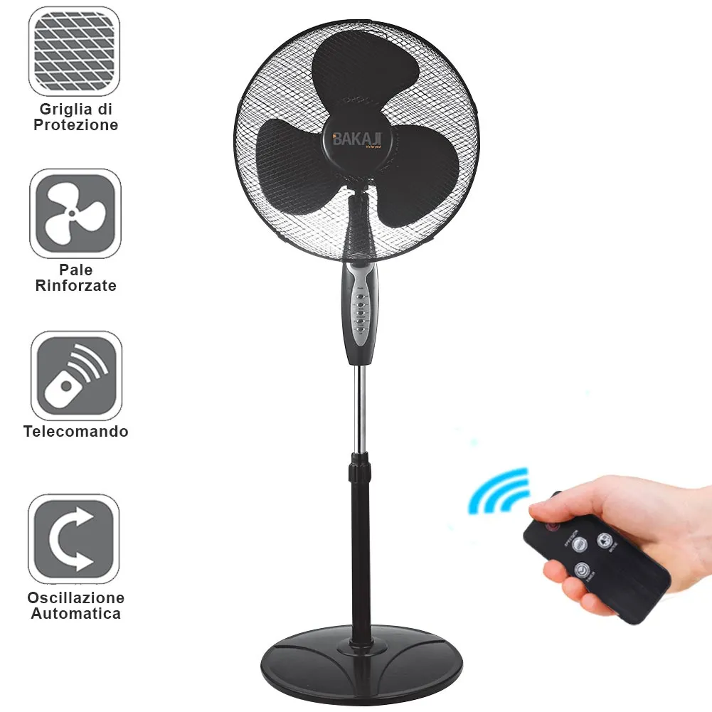 Ventilatore Colonna Piantana 45W 40cm 3 Velocita Altezza Regolabile Telecomando