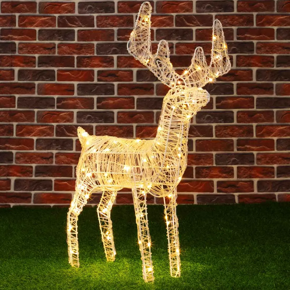 Renna Natalizia Luminosa per Esterno 80 LED Bianco Caldo Addobbi 3D Natale