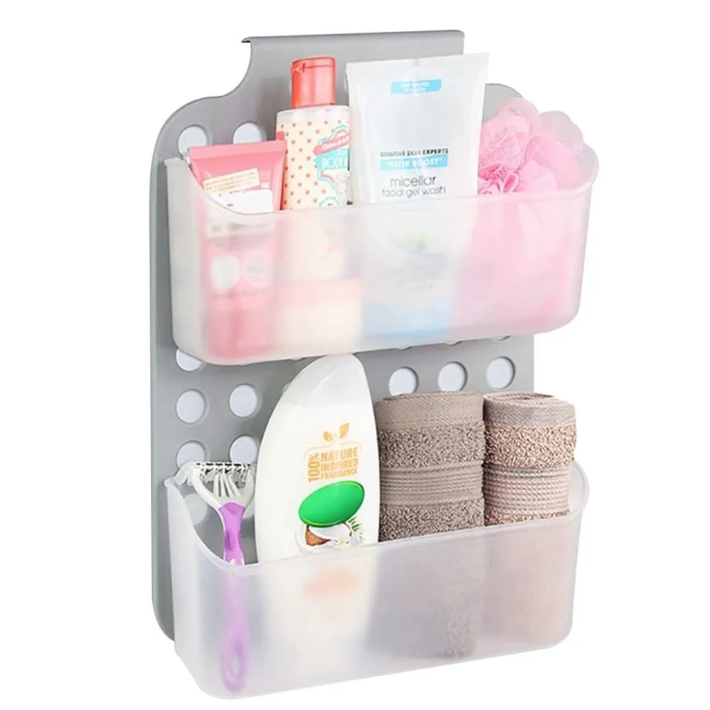 Mensola Doccia Portasapone Spugna da Appendere 2 Ripian Plastica Organizer Bagno